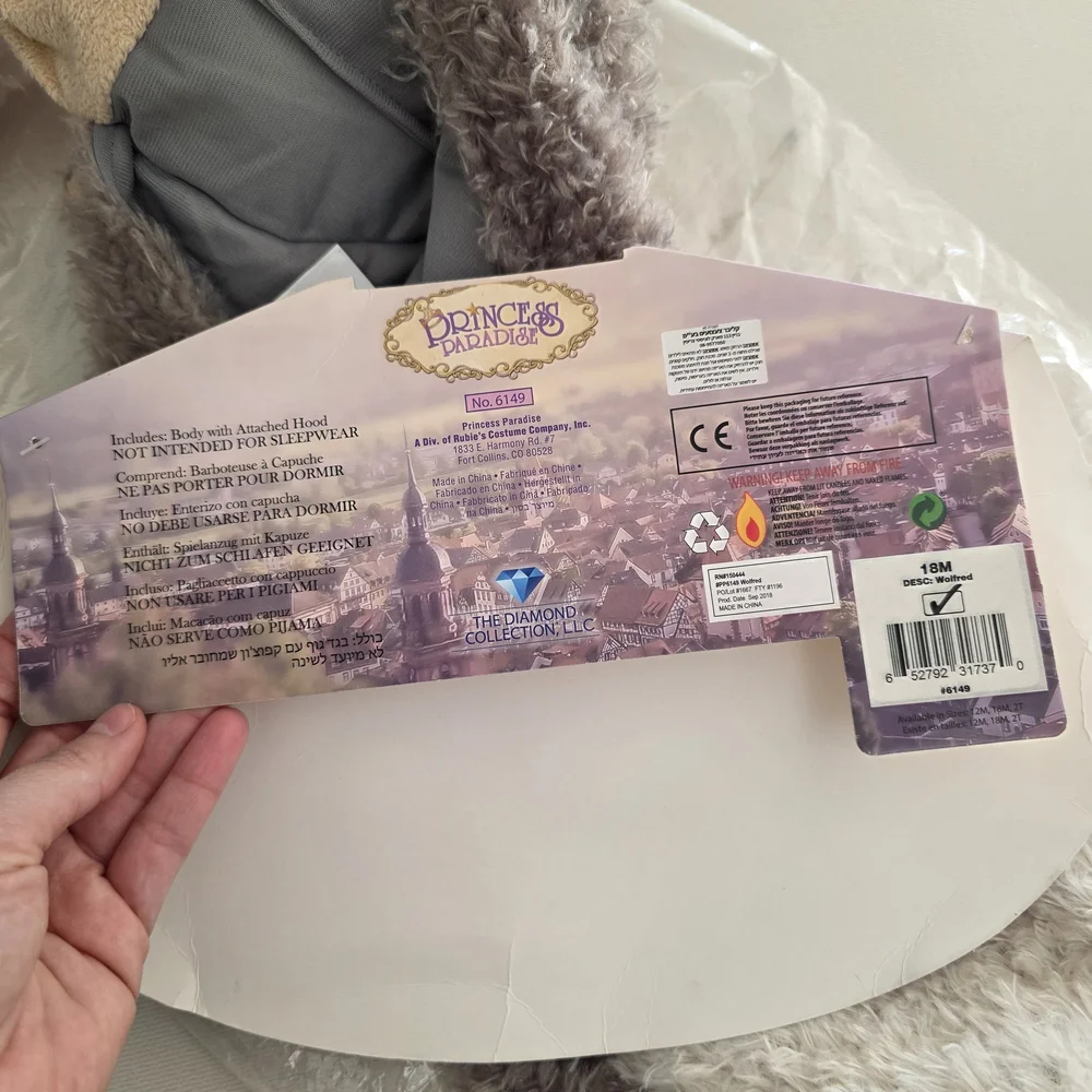 Wolf Costume Toddler- Gray and Cream - Picture 3 of 7